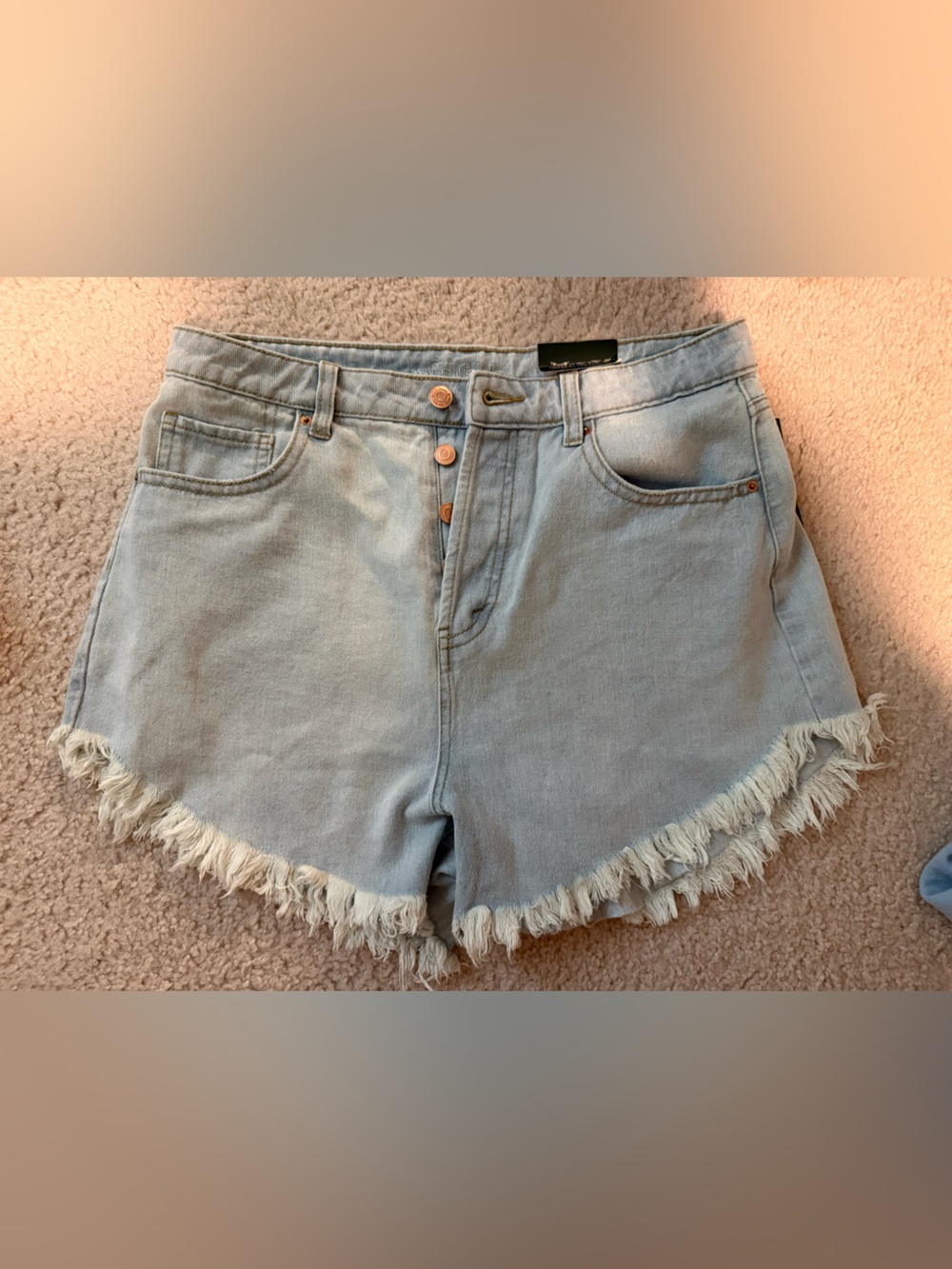wild fable Light Blue Frayed Hem High-Rise Denim Shorts